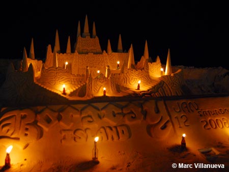 Sand castle at night